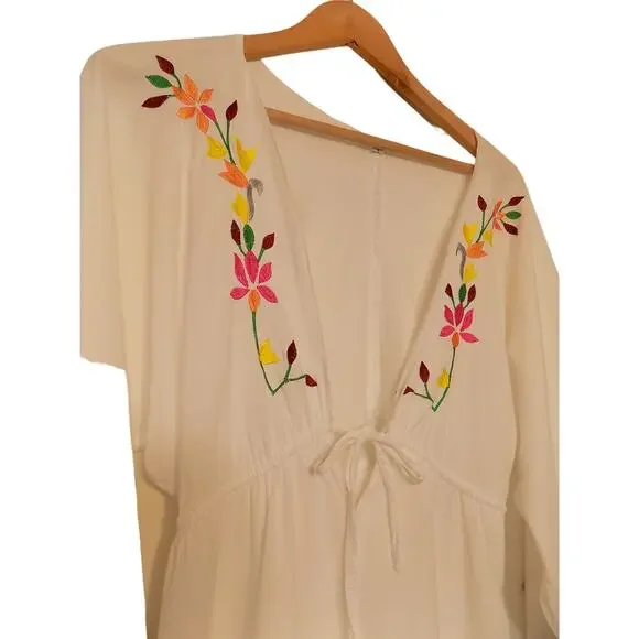 Debbie Katz South Beach swimsuit coverup white embroidered size Small - Picture 3 of 8